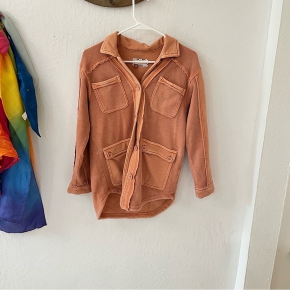 Anthropologie Pilcro Shirt Shacket Utility Jacket Coral XS - Picture 3 of 16